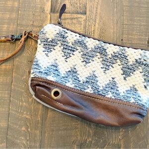 Myra Bag Blue and Brown Chevron Clutch